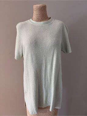 Eileen Fisher Light Mint Knit Short Sleeve Tunic Top